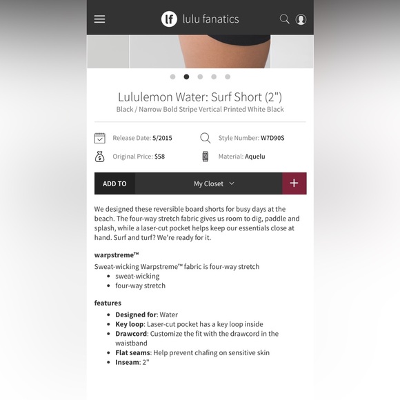 Lululemon Water: Surf Short (2") Reversible - Picture 6 of 14